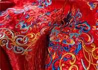Telas bordadas da parte alta, tela chinesa vermelha do vestido de casamento