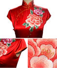Telas bordadas da parte alta, tela chinesa vermelha do vestido de casamento
